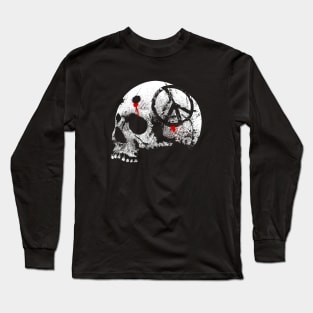 Peace Symbol Skull-Helmet-Motorcycle-War Long Sleeve T-Shirt